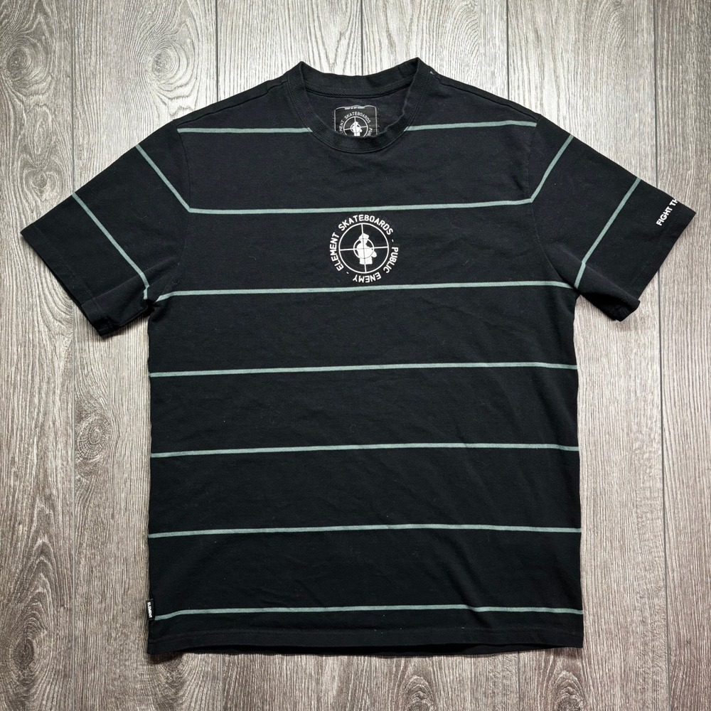 Element Skateboards Public Enemy Fight The Power Striped T-Shirt Black XL